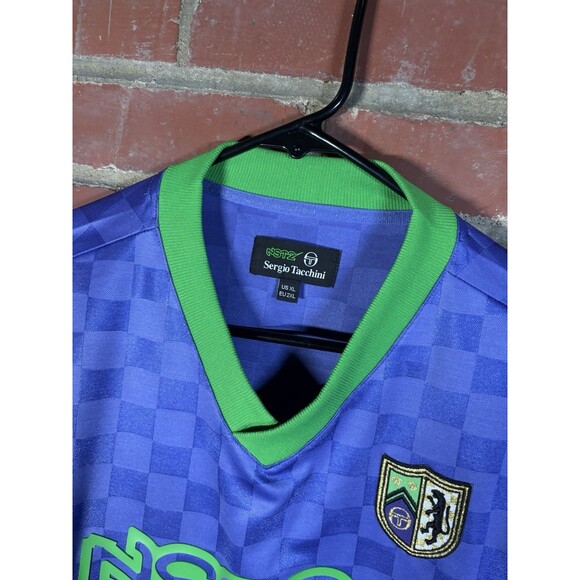 Sergio Tacchini ST X Nast Futbol Soccer Jersey Long Sleeve Purple Green Adult XL - Picture 4 of 8
